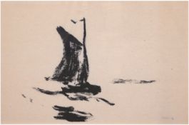 Nolde, Emilde (1867 Nolde-1956 Seebüll) "Segelboot", Litho. auf feinem Japanpapier, handsign. u.r. 
