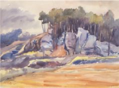 Slowenischer Maler "Waldlandschaft", Aquarell, undeutl. sign. u. dat. '43, 26,5x35 cm, im Passepart