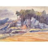 Slowenischer Maler "Waldlandschaft", Aquarell, undeutl. sign. u. dat. '43, 26,5x35 cm, im Passepart