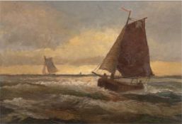 Marinemaler 20. Jh. "Segelboote auf offener See", Öl/SH., undeutl. signiert u.r., 21,5x30,5 cm, Rah