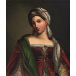Künstler 1. Hälfte 19. Jh. (vermutlich Deutschrömer) "Orientalisches Porträt einer jungen Frau", Öl
