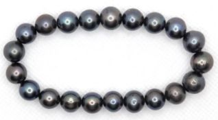 Flexibles Armband, dunkelgraue SW-Perlen von ca. 9-9,5 mm