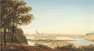 Schorn, Theobald (1866 München-1915 Rostock) "Blick auf München- die Vaterstadt des Künstlers", Öl/