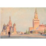 Preobrazhenky, B. W. (Russischer Maler des 20. Jh.) "Roter Platz in Moskau mit Figurenstaffage", Öl