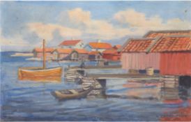 Zetterström, Gunnar (1902 Stockholm-1965) "Hafen von Käringön in Schweden", Öl/Hf., signiert mit Or