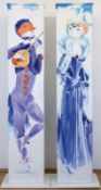 Werner, Heinz (1928 Coswig - 2019 ebenda) Paar Bildstelen/ Raumdekorations-Säulen mit Figuren aus d