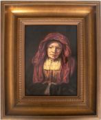 Porzellan-Bildplatte "Porträt einer alten Dame mit Umhang", Dresden Potschappel, sign. F. Thurow, 2