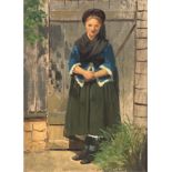 Freiesleben, Ernst (1838-1883, Deutscher Maler, tätig in Weimar) "Andächtiges Mädchen", Öl/Lw./Kart