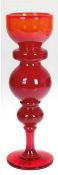Murano-Vase, farblose Glas mit rotem Überfang, H. 29 cm