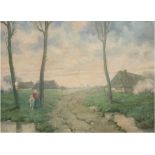 Craeye, E. (Belgischer Maler des 20. Jh.) "Morgenstimmung am Dorfrand", Öl/Holz, sign. u.r. und dat
