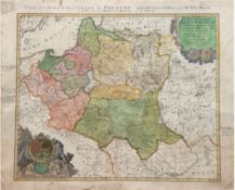 Karte "Ducatus Pomeraniae novissima Tabula...",kolorierter Kupferstich, Verlag Homann Johann Baptis