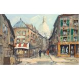 "La Rue Paris Montmartre", Öl/Lw., undeutl. sign. u.r., 48x68 cm, Rahmen