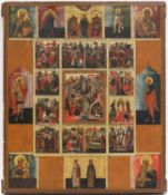 Festtag-Ikone "Auserwählte Heilige", Anf. 19. Jh., Tempra/ Holz, zwei innenliegende Querverstrebung