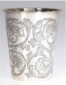Vase, 830er Silber, Schweden, konische Wandung mit waagerecht umgeschlagenem Rand, umlaufender flor
