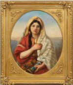 Orientmaler des 19. Jh. "Bildnis eines orientalischen Mädchens", Öl/Lw., doubl., 61x51 cm, Rahmen