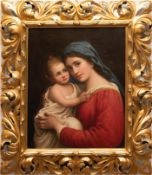 Senff, Carl Adolf (1785 Halle-1863 Ostrau) "Madonna mit Kind", Öl/Lw., rückseitig sign., Prov.: aus