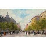 Berkes, Antal (1874 Budapest-1938 ebenda) "Sommerlicher Prachtboulevard in Budapest mit reicher Sta