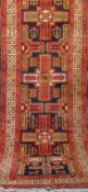 Meschkin, Persien, Schurwolle, rotgrundig mit Ornamentdekor, guter Zustand, 114x340 cm