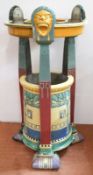 Großer Brunnen, Villeroy & Boch, um 1900, polychrom bemalt und glasiert, floraler Reliefdekor und M