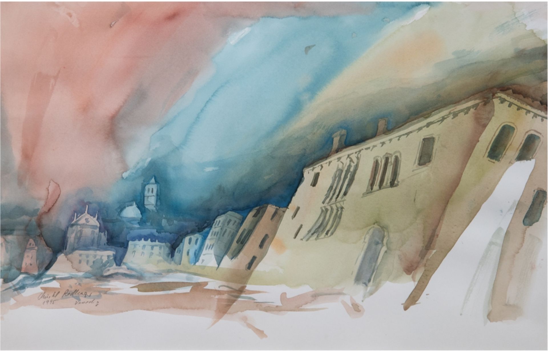 Redlinger, Christel "Venedig", Aquarell, sign., betitelt und dat.. 1995 u.l., 36x49 cm, im Passepar