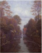 Buchholz, Paul (1869 Hamburg-Fischbeck- ca. 1930) "Herbstlicher Blick auf einen Kanal", Öl/Lw., sig