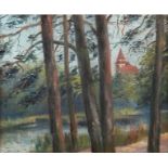 Draewing, Peter Paul (1876 Schwaan-1940 Eisenach) "Am Waldsee", Öl/Malkarton, sign. u.l., 26x31 cm,
