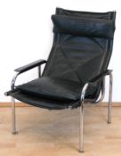 Design-Sessel, Entwurf Hans Eichenberger für Strässle, Schweiz 1970er Jahre, Stahlrohr mit schwarze