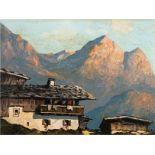 Mulley, Oskar (1891 Klagenfurt-1949 Garmisch-Partenkirchen) "Berghütte", Öl/Mp., sign. u.l., 25x35,