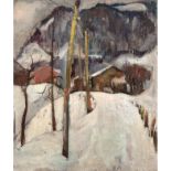 Landschaftsmaler "Expressionistische Winterlandschaft", Öl/Lw./Holzpaneel, 50x43 cm, ungerahmt