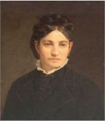 Zöpke, F. (act. 1868- 1891) "Porträt einer Dame in Schwarz mit Flechtfrisur", Öl/Lw., signiert und 