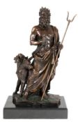 Bronze-Figurengruppe "Hades, der Gott der Unterwelt, mit dem dreiköpfigen Höllenhund Kerberos", Nac