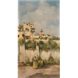 Alvarez (spanischer Maler des 19. Jh.) "Spanisches Dorf", Öl/Lw., sign. u.r. und dat. 1900, 60x30 c
