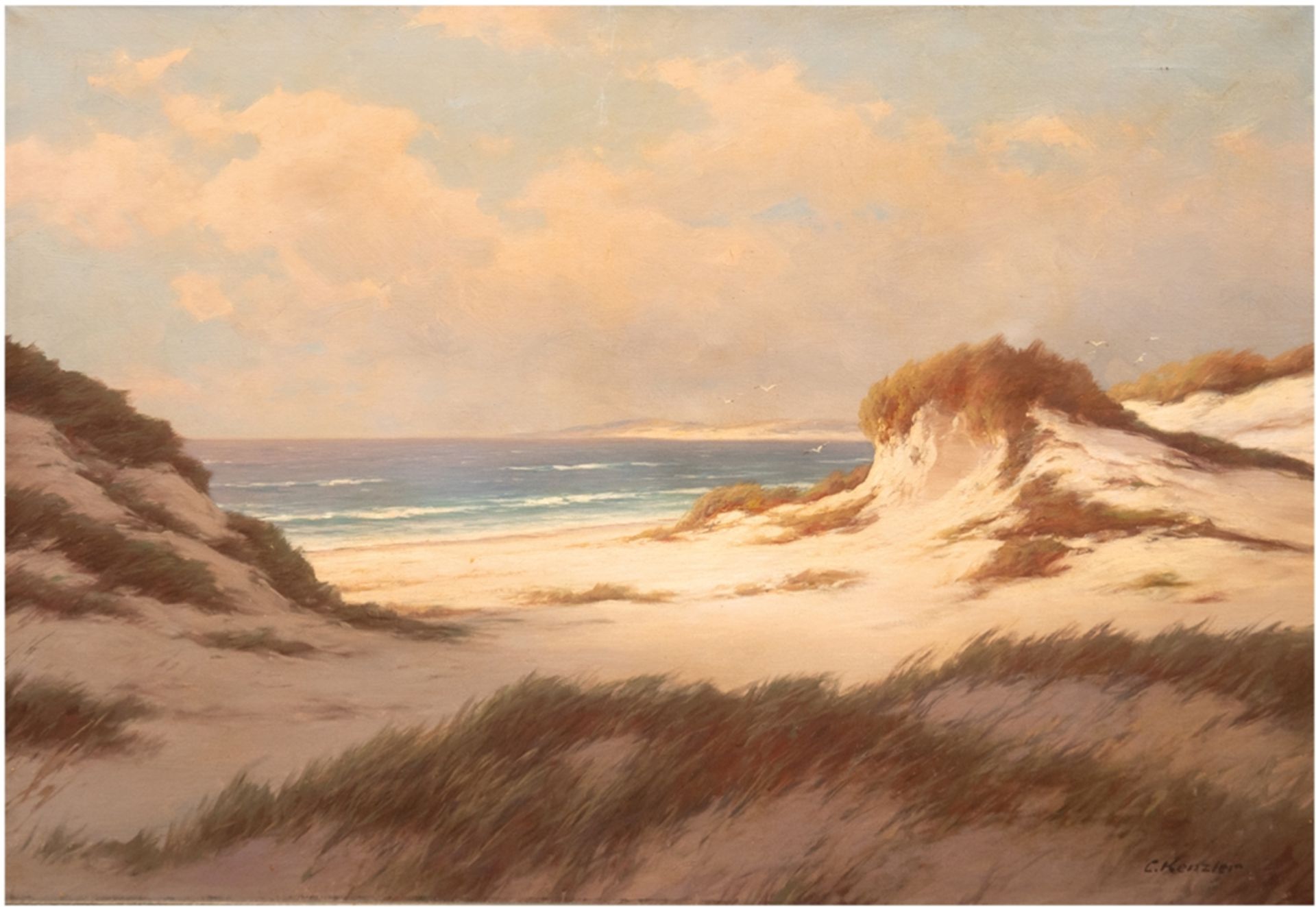 Kenzler, Carl (1872-1947) "Dünen auf Hiddensee", Öl/Lw., sign. u.r., 70x100 cm, Rahmen