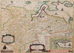 Karte "Landtcarte von dem Ambte Flensborg ohne Nordgoeßherde-Anno 1648", kolorierter Kupferstich, K