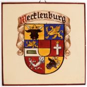 Fliese mit Mecklenburger Wappen, handgemalt, monogrammiert, 15x15 cm