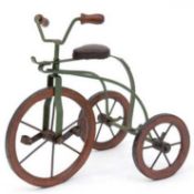 Modell-Hochrad, Holz, Leder und Metall, farbig gefaßt, 24x27x16 cm