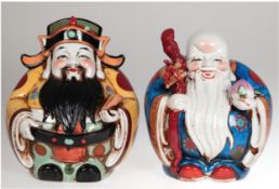"Zwei Gelehrte", China um 1900, Porzellan, polychrome Bemalung, ungemarkt, Gebrauchspuren, H. 25 cm
