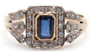 Ring, 750er GG, Brillanten 0,37 ct., blauer Saphir 0,62 ct., RG 57, Innendurchmesser 18,1 mm