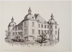 Dumann, Horst (Lübecker Maler und Architekt  des 20. Jh.) "Schloß Eicks in Euskirchen", Federzeichn