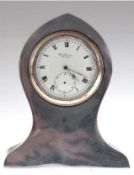 Kleine Tischuhr, 925er Silbergehäuse, Uhrwerk defekt, Zeiger fehlen z.T., H. 11 cm