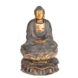 Bodhisattva, Japan, Edo-Periode, Holz, geschnitzt, gefaßt und partiel vergoldet, altersbedingte Geb