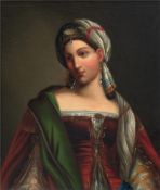 Künstler 1. Hälfte 19. Jh. (vermutlich Deutschrömer)  "Porträt einer jungen orientalischen Frau", Ö