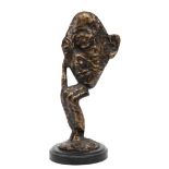 Figur "Der Denker", Bronze, sign. "A, Barye", auf runder Plinthe, H. 32,5 cm