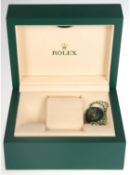 Original Rolex-Uhrenbox, für Oyster Perpetual Datejust, grünes Lederimitat, innenliegend Gebrauchsa