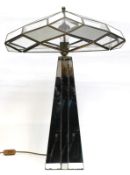 Tischlampe, Belgien 1960er Jahre, verspiegelt, 1-flammig, H. 70 cm, Dm. 48 cm