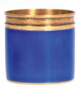 Wodka-Becher, St. Petersburg 1908-26, 88 Zol. Silber, feuervergoldet, gestempelt "Faberge", blaue T