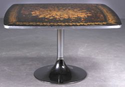 Designer-Tisch, Poul Cadovius für Cado, 1960er Jahre, verchromter Stahlfuß, schwarz/braun gelackte 