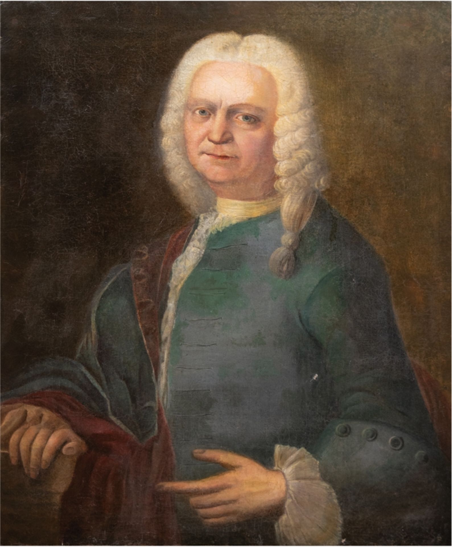 Porträtist des 18. Jh. "Porträt von Johann Caspar Nising", Öl/Lw. , unsigniert, rücks. Angaben zum 