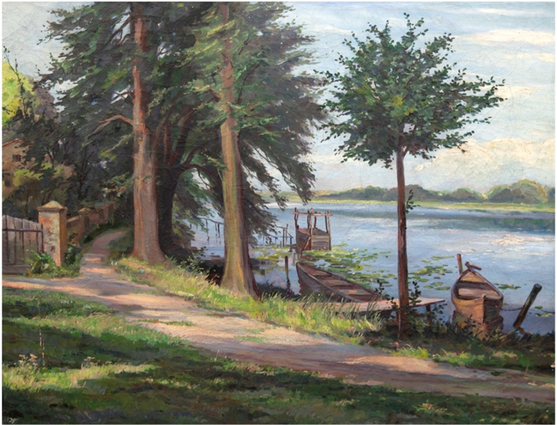 Steinke, Alfred "An der Spree", Öl/Lw., Farbverluste am linken Rand, sign. u.r., 83x102 cm, Rahmen