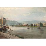 Mühlig, Bernhard (1829 Eibenstock-1910 Dresden) "Ansicht von Dresden-Neustadt über die Elbe auf die